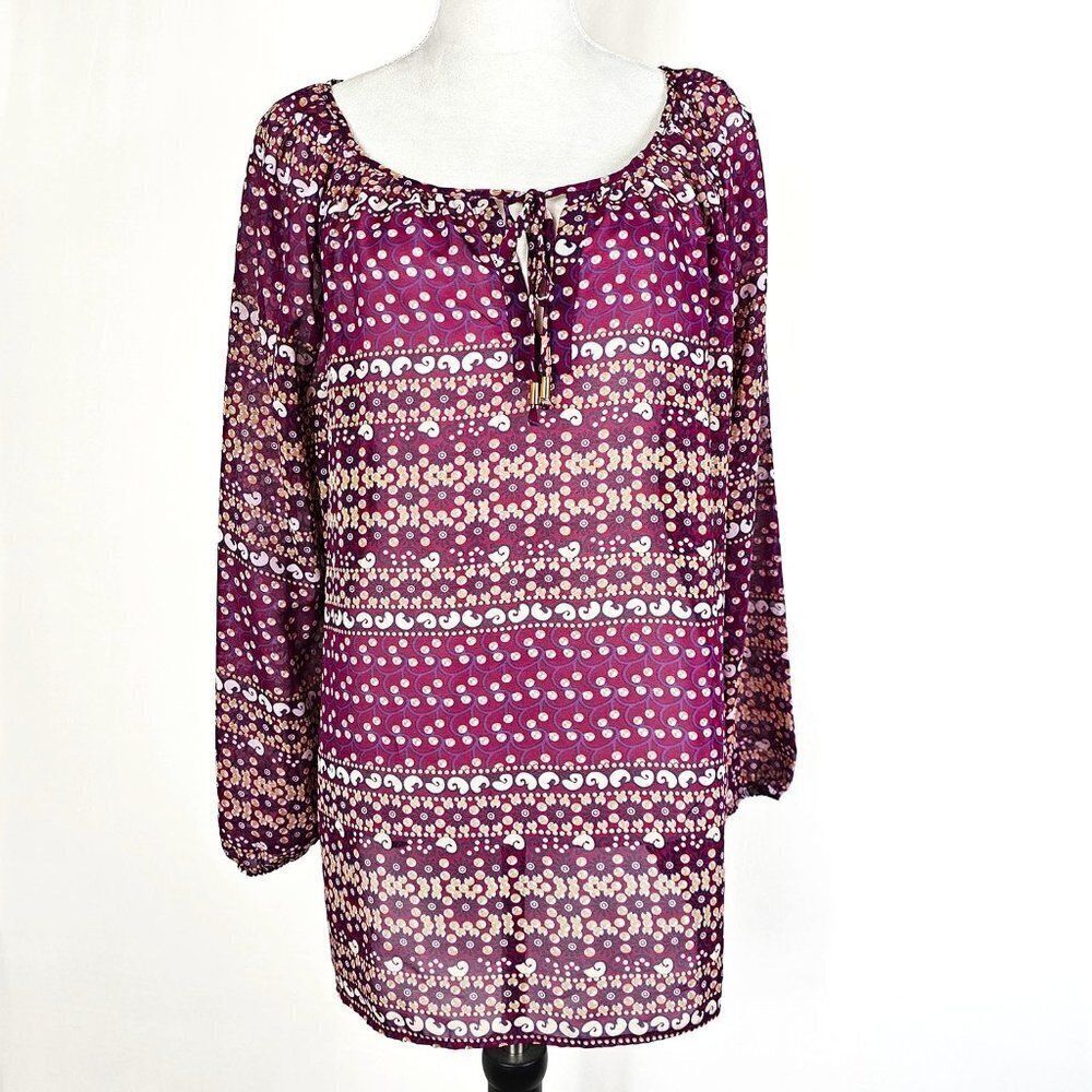 Vintage Faded Glory 16W/1X Red Y2K Boho Semi Sheer Tunic